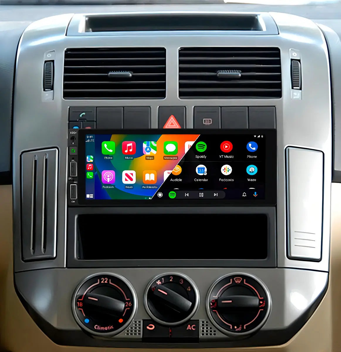 Central Multimídia Universal CarPlay Sem Fio Com Camera De Ré